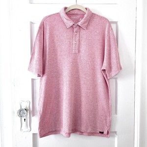 Faherty Polo Shirt Men Large Pink and White Cloud Cotton Preppy Rugby Comfort